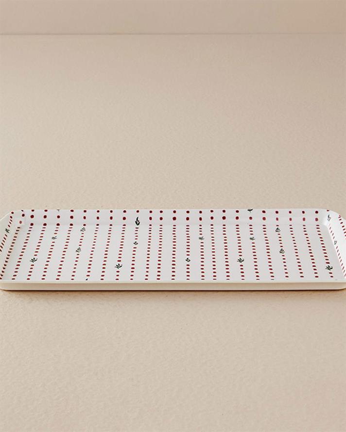 Tavă servire, Cheerful Dotsy, melamină, 37x18 cm, alb