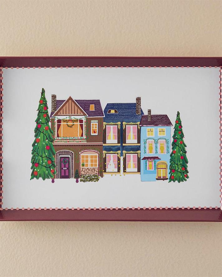 Tavă servire, Cheerful Street, melamină, 42x27 cm, roșu