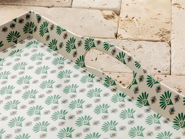 Tavă servire, Florale, melamină, 48x32 cm, verde