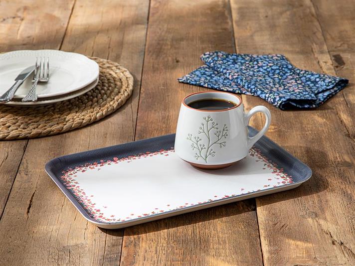 Floweret Melamine Nonslip Tray 20x28,5 cm Dark Blue
