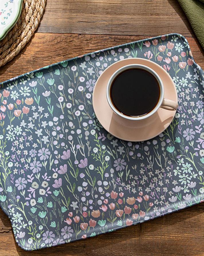 Garden Bouquet Melamine Nonslip Tray 41x31 cm Blue