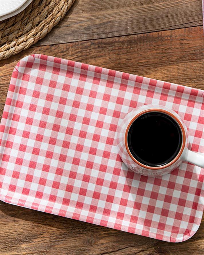 Tavă servire, Gingham Red, melamină, 20x28,5 cm, roșu