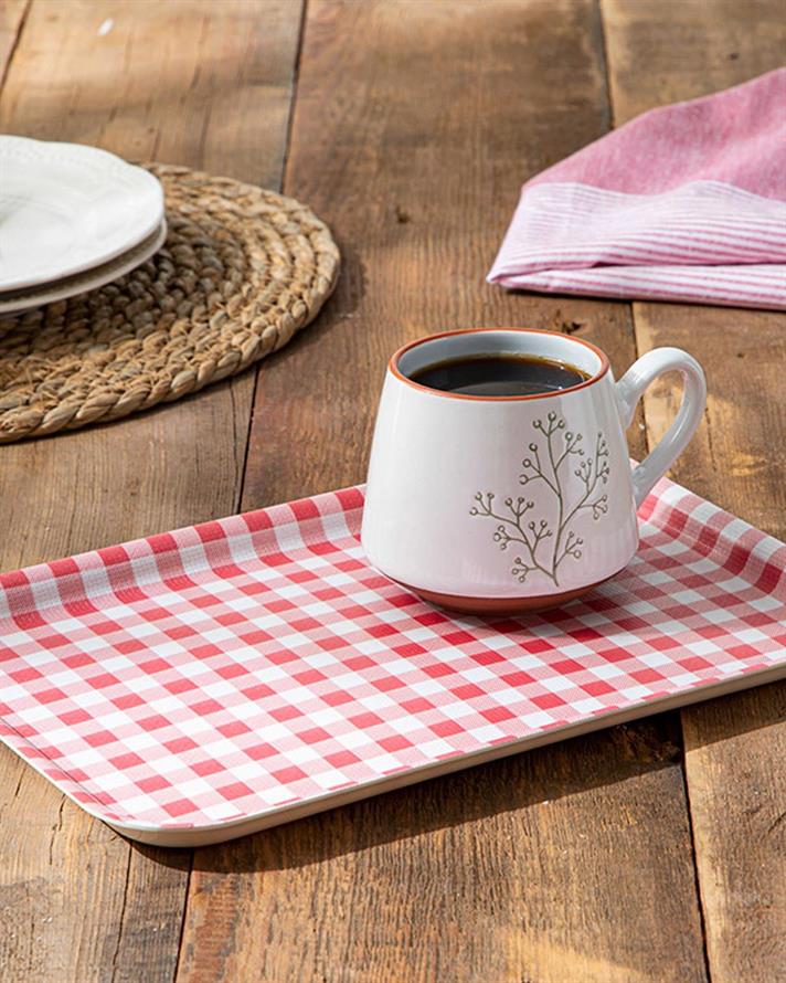 Tavă servire, Gingham Red, melamină, 20x28,5 cm, roșu