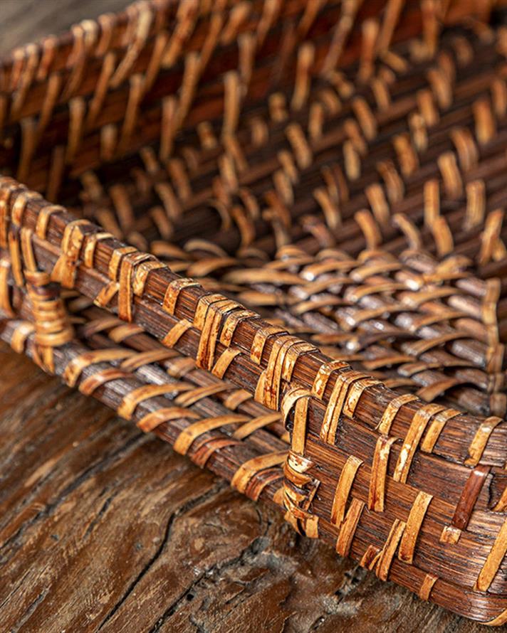 Tavă servire, Maika, rattan, 30x20 cm, maro