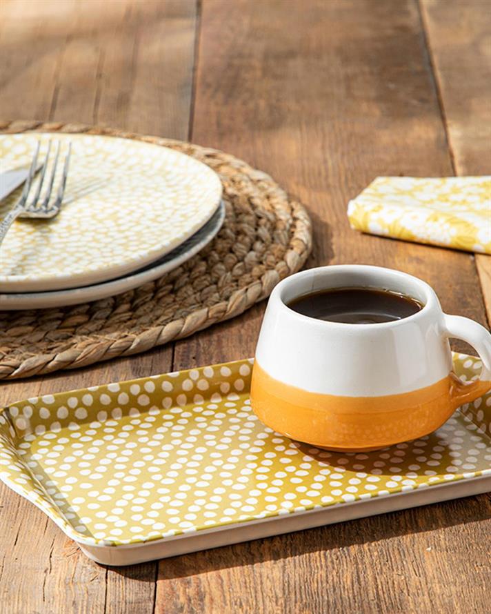 Tavă servire, Pebbles, melamină, 23,5x14,5 cm, galben