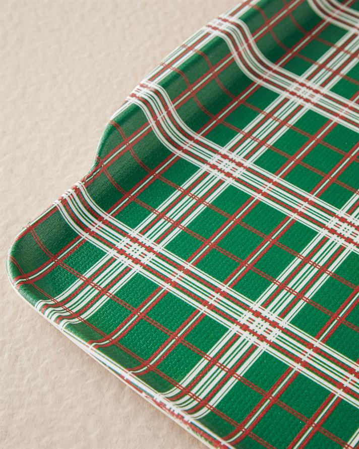 Tavă servire, Plaid Lines, melamină, 41x31 cm, verde