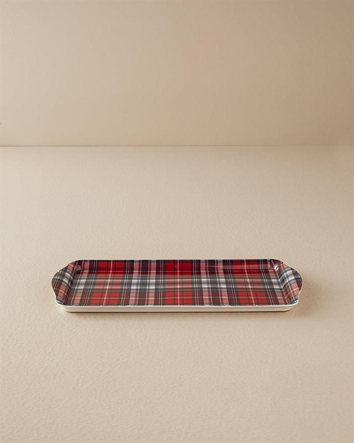 Tavă servire, Plaid, melamină, 37x18 cm, roșu