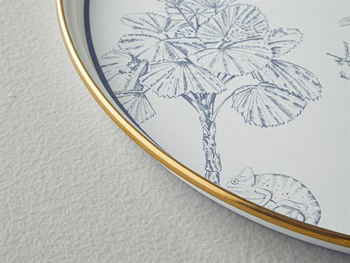 Tavă servire, Toile Botanical, email, 33 cm, închis bleu-alb