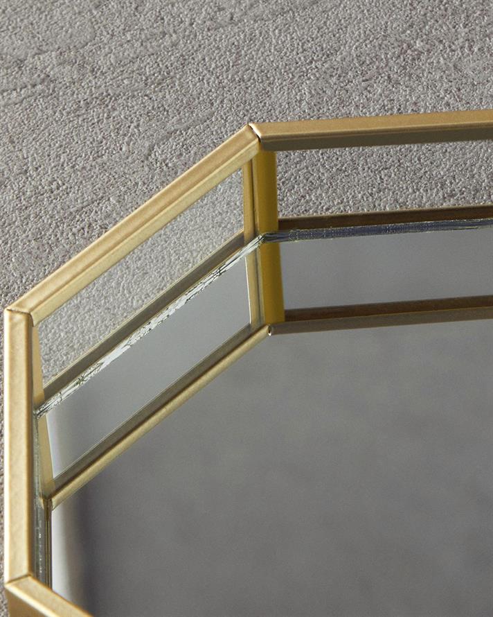 Tava decorativa, Deluxe, sticla, 23,8x23,8x3,5 cm, auriu