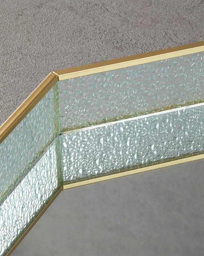 Tava decorativa, Glossy, sticla, 30x30x5 cm, auriu