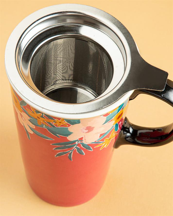 Flower Spree Silicone with Strainer Thermos 340 ml Pink