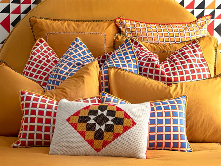 Tesselation Printed Filled Cushion 45x45 cm Red