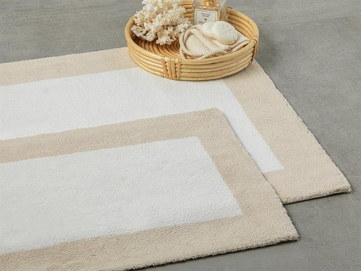 Tetra Cu Bumbac Set Covorașe De Baie 60x90+40x60 Bej - Ecru