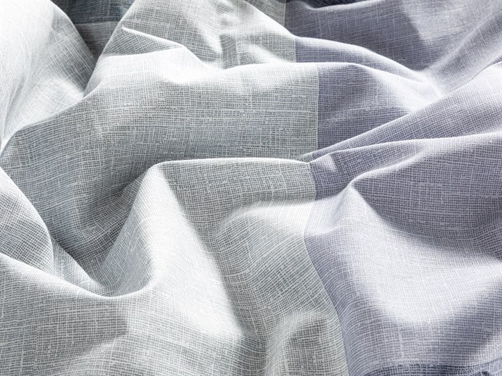 Textured Plaid Cu Bumbac Double Set Lenjerie De Pat 200x220 cm Albastru