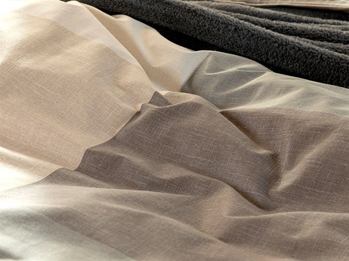 Textured Plaid Cu Bumbac King Size Set Lenjerie De Pat 240x220 cm Bej
