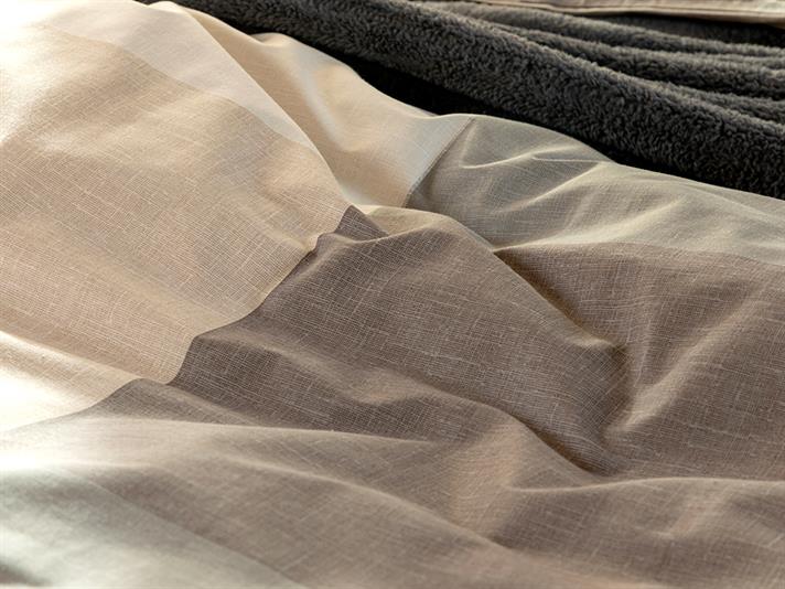 Textured Plaid Cu Bumbac Super King Set Lenjerie De Pat 260x220 cm Bej