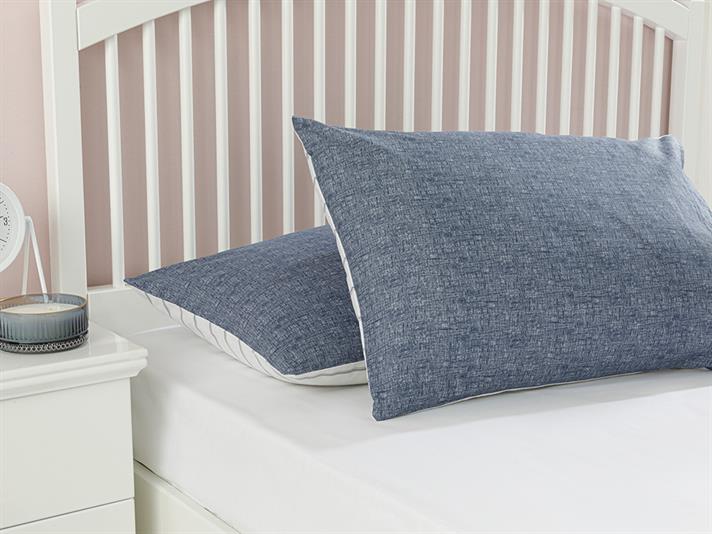 Textured Stripe Cu Bumbac Cu 2 Piese Față De Pernă 50x70 cm Bleumarin