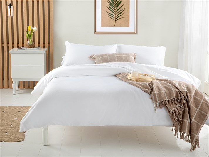 THICK Bumbac Satinat 300 TC King Size Set Lenjerie De Pat 240x220 cm Alb