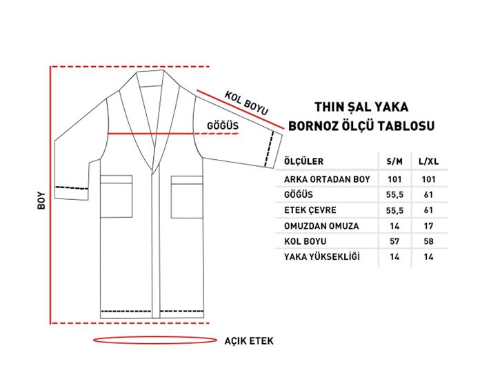 Thin Halat De Baie Guler Șal, Pique Cu O Singură Față, L-Xl, Natural - Burgundia