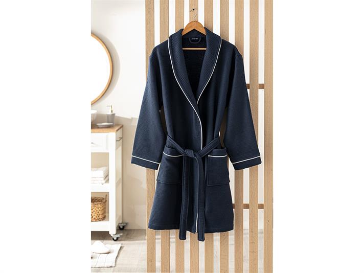 Thin Halat De Baie Guler Șal, Pique Cu O Singură Față, L-Xl, Natural - Burgundia