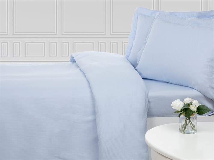 Thin Stripe  Saten din bumbac cu dungi Double Person  SET LENJERIE DE PAT 200x220 cm Albastru.