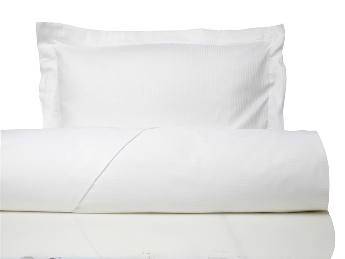 Thin Stripe Bumbac Satinat Cu Dungi Double Set Lenjerie De Pat 200x220 cm Alb