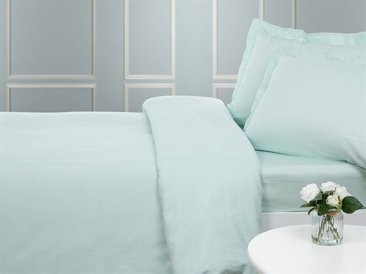 Thin Stripe Bumbac Satinat Cu Dungi Double Set Lenjerie De Pat 200x220 cm Mentă