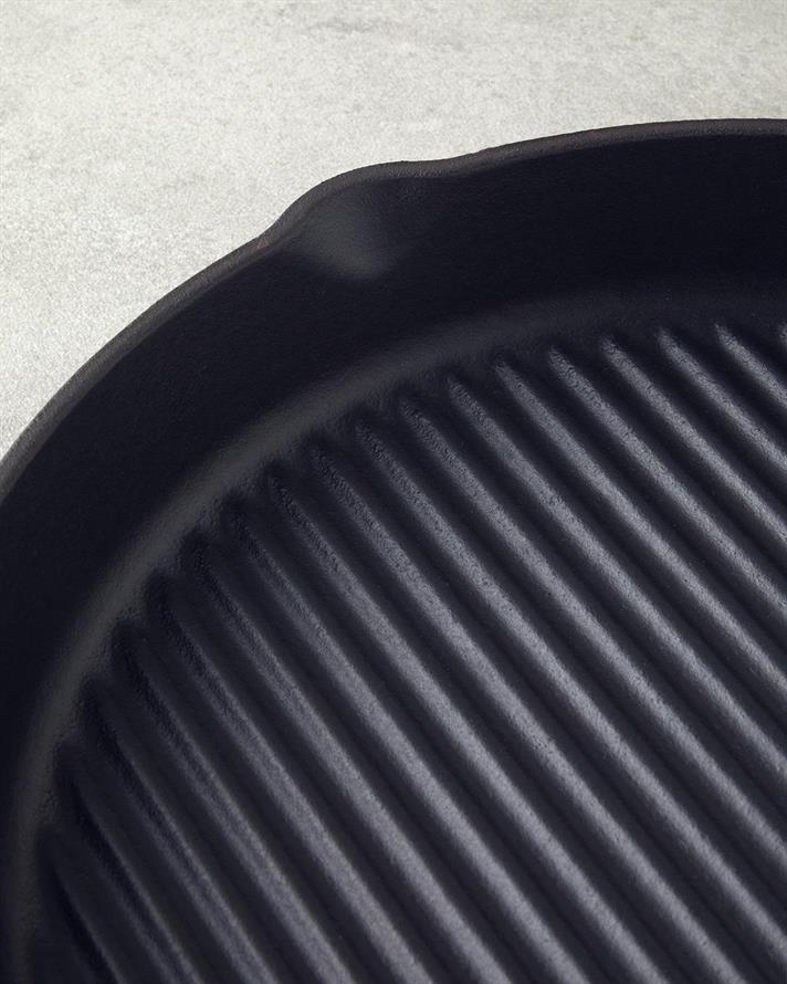 Tigaie grill rotunda, Hecha, fonta, 28x4 cm, portocaliu