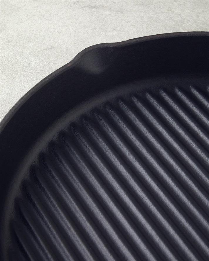 Fier Turnat Rotund Grill Tigaie Grill 28x4 cm Negru