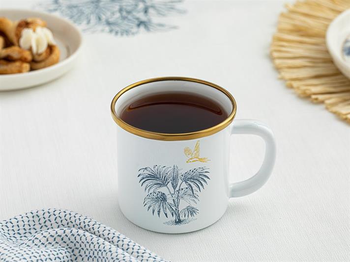 Toile Bird Enamel Cup 350 ML Dark Blue - White