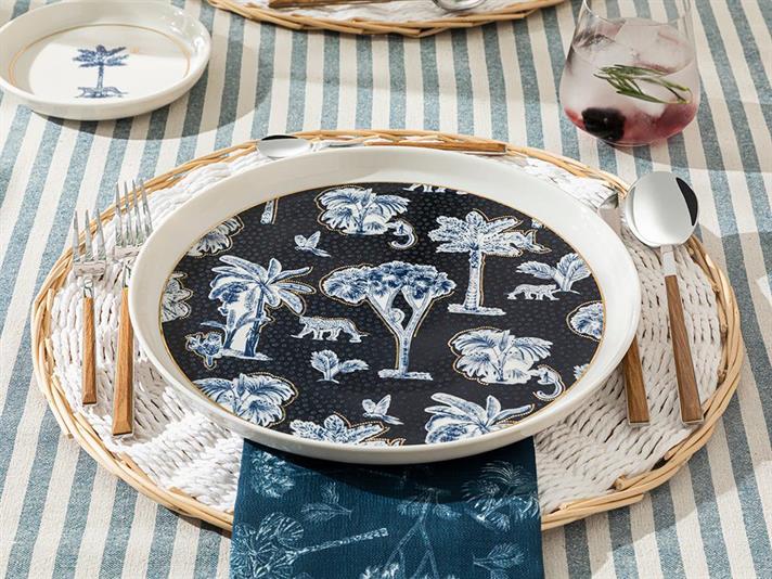 Toile Jungle Farfurie De Servire, Porțelan, 27 Cm, Ecru-Purpuriu Închis