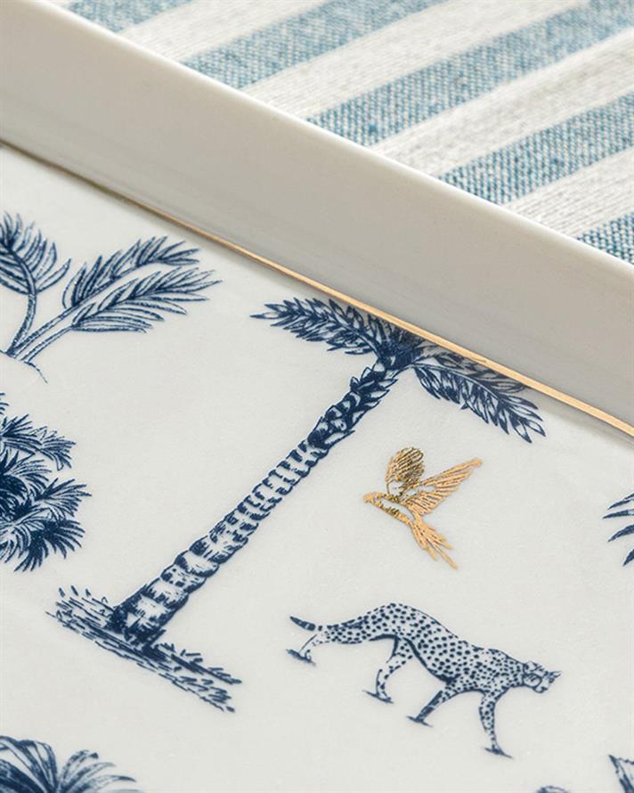 Platou, Toile Jungle, porțelan, 30 cm, bleu-alb