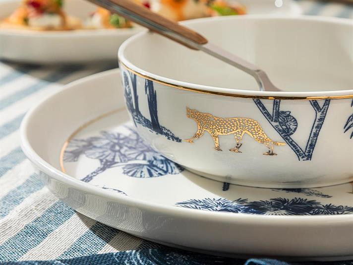 Toile Jungle Bone China Bowl 13 cm Dark Blue - White