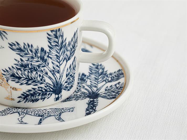 Toile Jungle Set De Cești De Ceai 4 Bucăți Pentru 2 Persoane, Porțelan, 200 Ml, Ecru - Maro