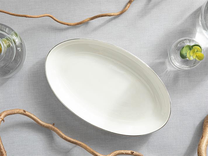 Platou, Torino, porțelan, 25 cm, argintiu