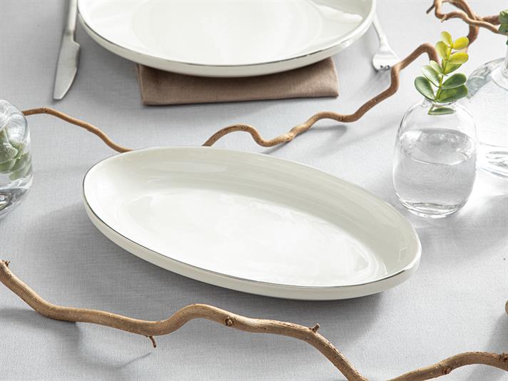 Platou, Torino, porțelan, 25 cm, argintiu