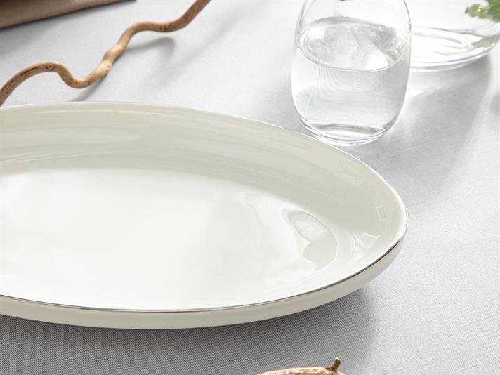 Platou, Torino, porțelan, 25 cm, argintiu