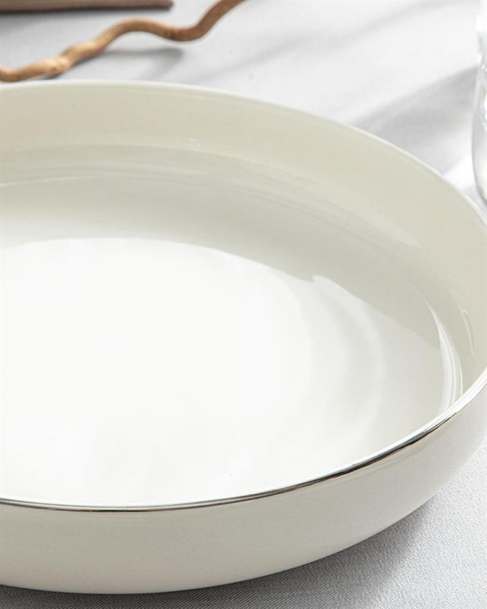 Torino Porcelain Salad Bowl 24 cm Silver.
