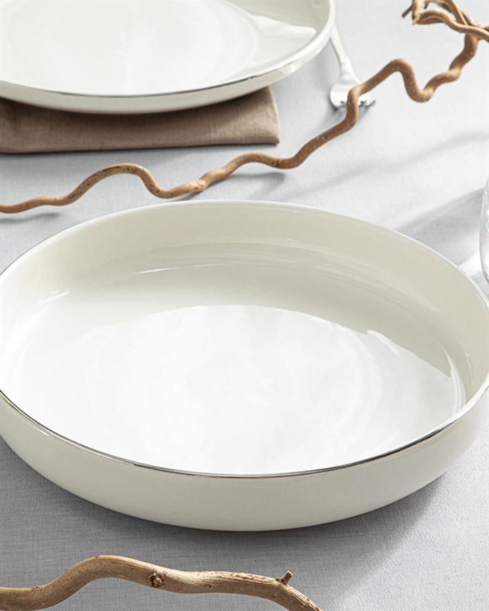 Torino Porcelain Salad Bowl 24 cm Silver.