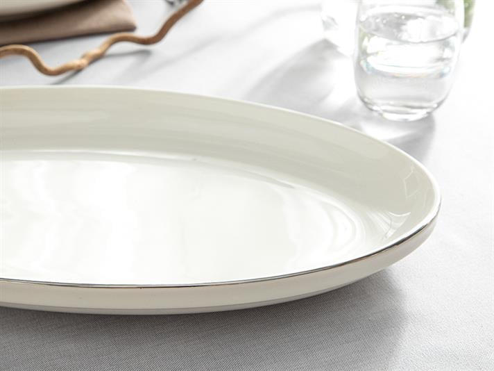 Platou, Torino, porțelan, 30 cm, argintiu