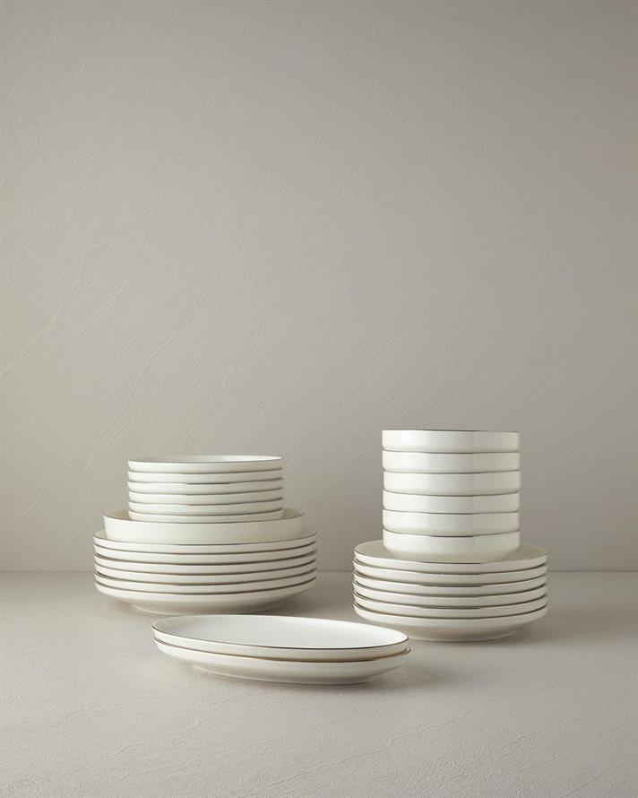 Torino, Serviciu de masa din portelan, 27 piese pentru 6 persoane, argintiu