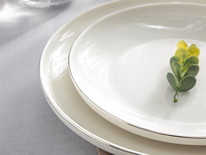 Serviciu de masă, Torino, porțelan, 54 piese pentru 12 persoane, argintiu