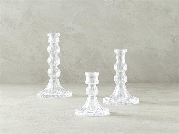 Suport lumânare, Trace, sticlă, 14,5 cm, transparent
