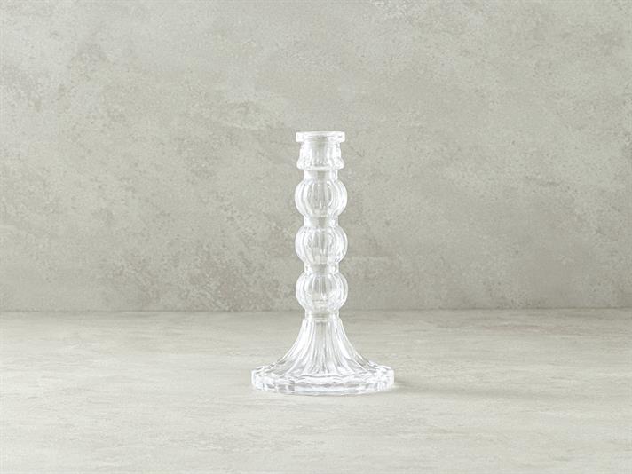 Suport lumanare, Trace, sticla, 20 cm, transparent