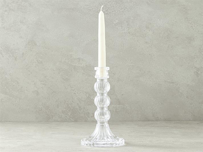 Suport lumanare, Trace, sticla, 20 cm, transparent