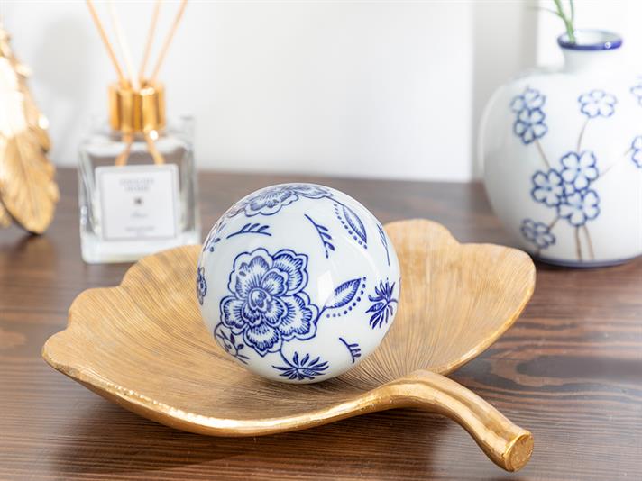 Blue Rose Porcelain Decorative Object 8x8x8 cm Blue-White