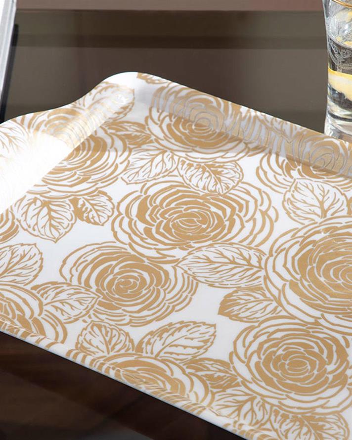 Chic Rose Tray 32x20 cm White