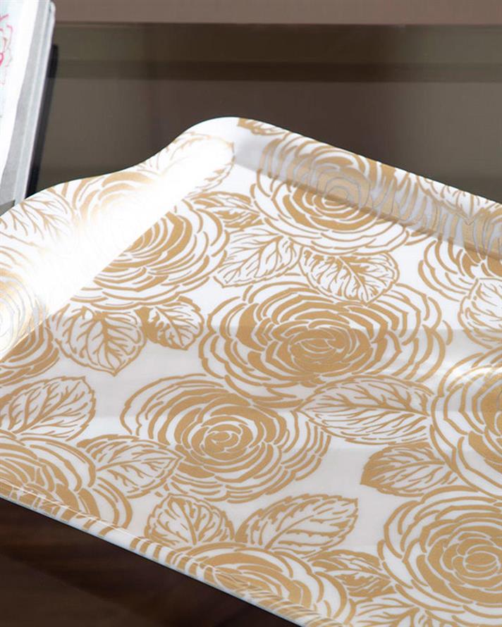 Chic Rose Tray 32x20 cm White