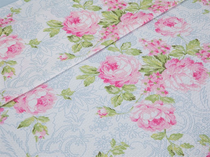 Trandafir de mână  Cu imprimeu Persoană dublă  SET CUVERTURĂ 200x220 cm Roz