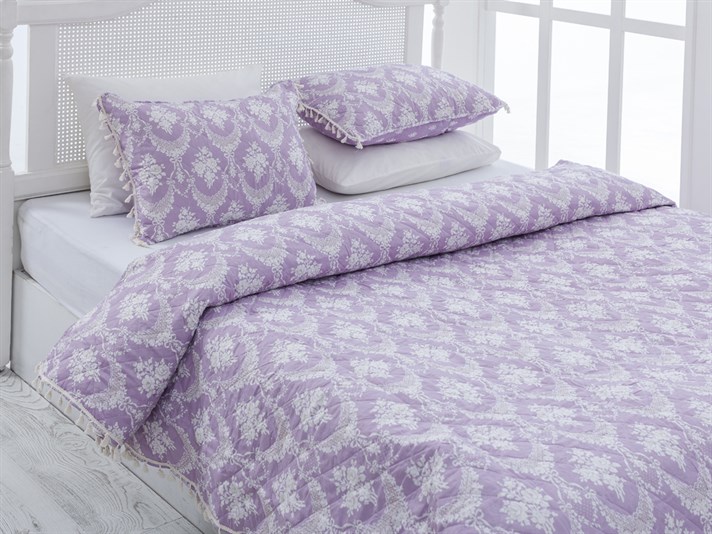 Trandafir frumos  Microfibră Pentru o persoana  SET CUVERTURĂ DE PAT 160x240 cm Liliac.